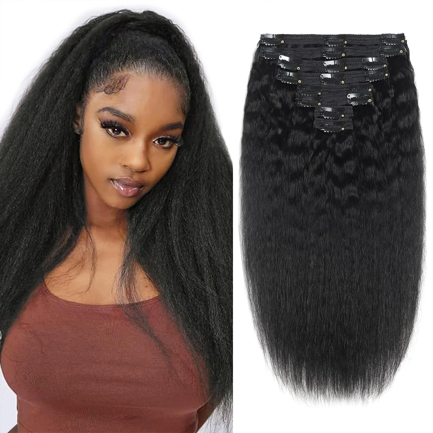 

Заколки для наращивания волос, настоящие человеческие волосы, двойные утки, странные прямые заколки для женщин, 120 г, 8 шт., клипсы для наращивания волос