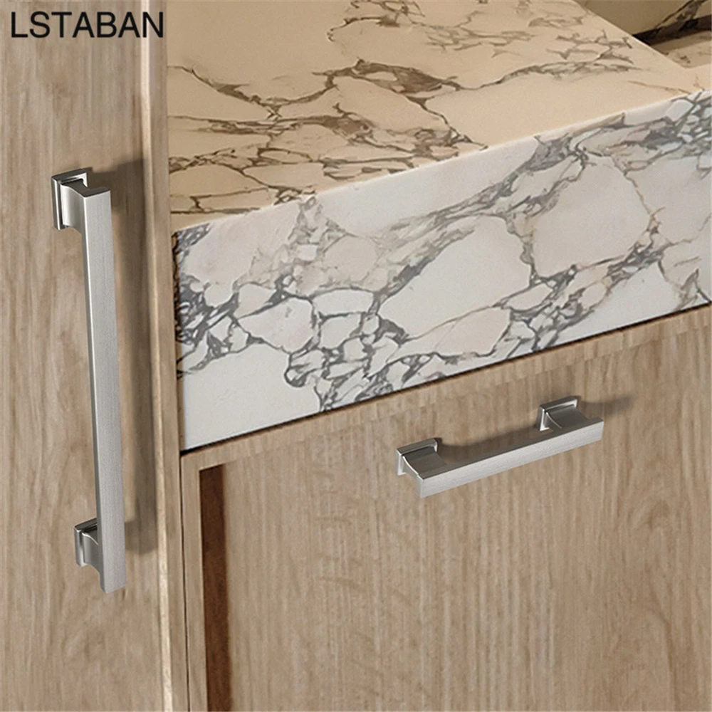 Nordic Cabinet Wardrobe Door Handle Zinc Alloy Brushed Furniture Kitchen Cabinet Handle Cupboard Wardrobe Hardware Drawer Pulls