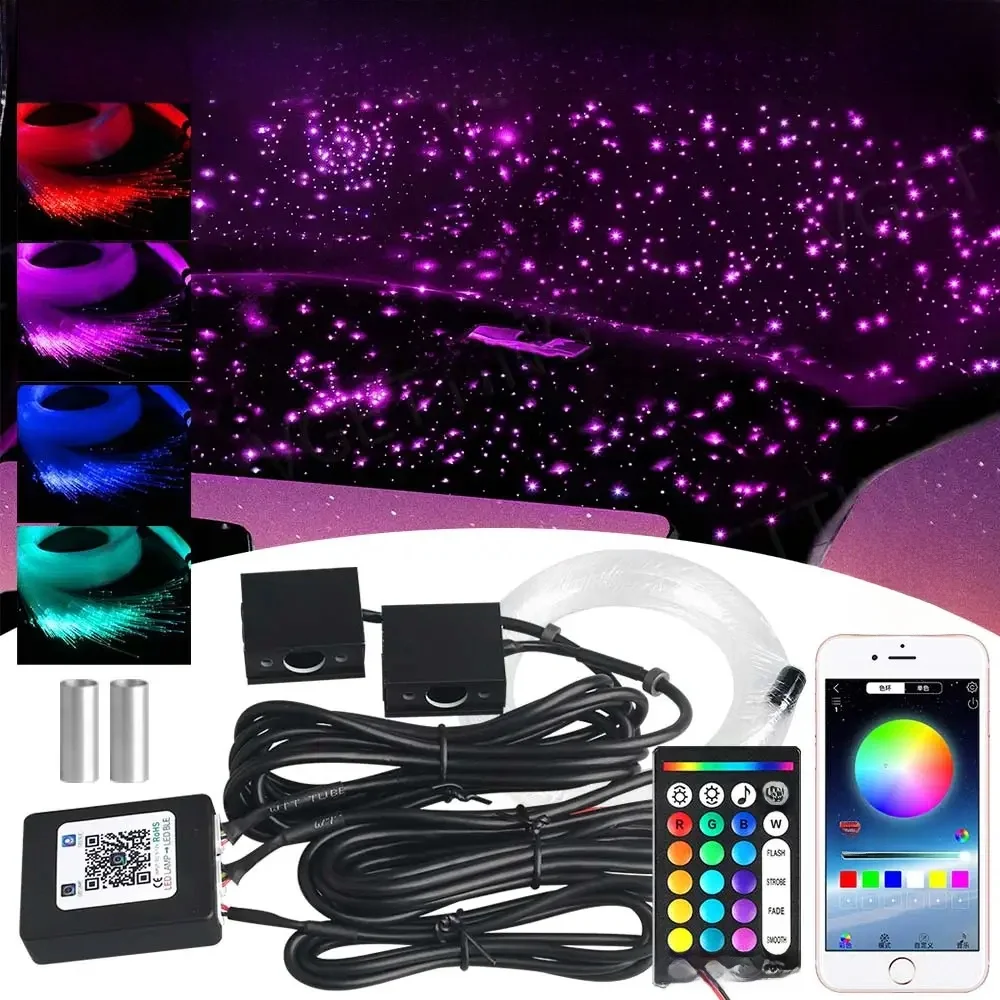 RGBW 1/2/4/6 split machine Car Roof Star Light APP Control Fiber Optic Star Ceiling Light Starry Sky sufit for Car Home — zdjęcie 2