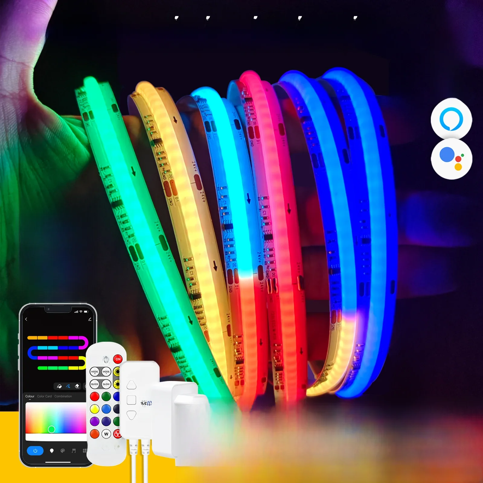 Tuya Smart WIFI RGBIC COB LED Streifen Licht Band Adressierbaren Flexible RGB Neon LED Licht 24V APP Steuerung Unterstützung Alexa Google Home