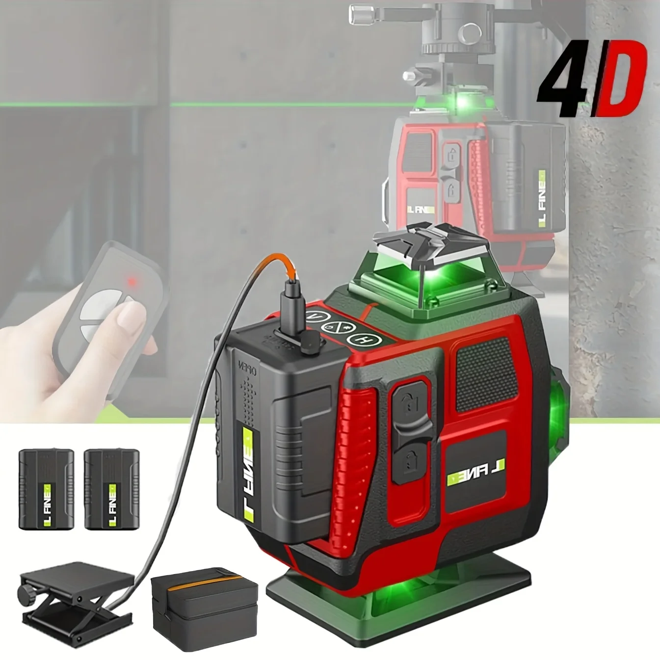 Seeiswork 16 Lines Laser Level With Green Line SelfLeveling 360 Horizontal And Vertical Remote Control Green Beam Laser Levels