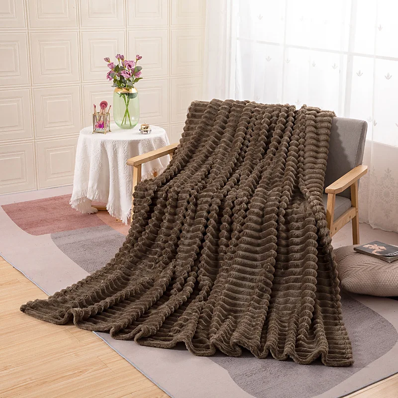 Nordic Throw Blanket for Bed Fluffy Plaid Blankets On The Sofa Solid Color Bedspreads Decorative Coral Fleece Blankets Pet 45x65