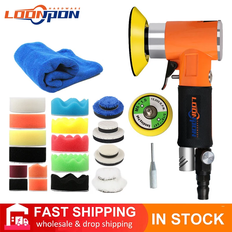 Air Sander Polimento Máquina Esponja Disco Toalha Grupo Pneumático Polimento Grinder Car Track Pad 3