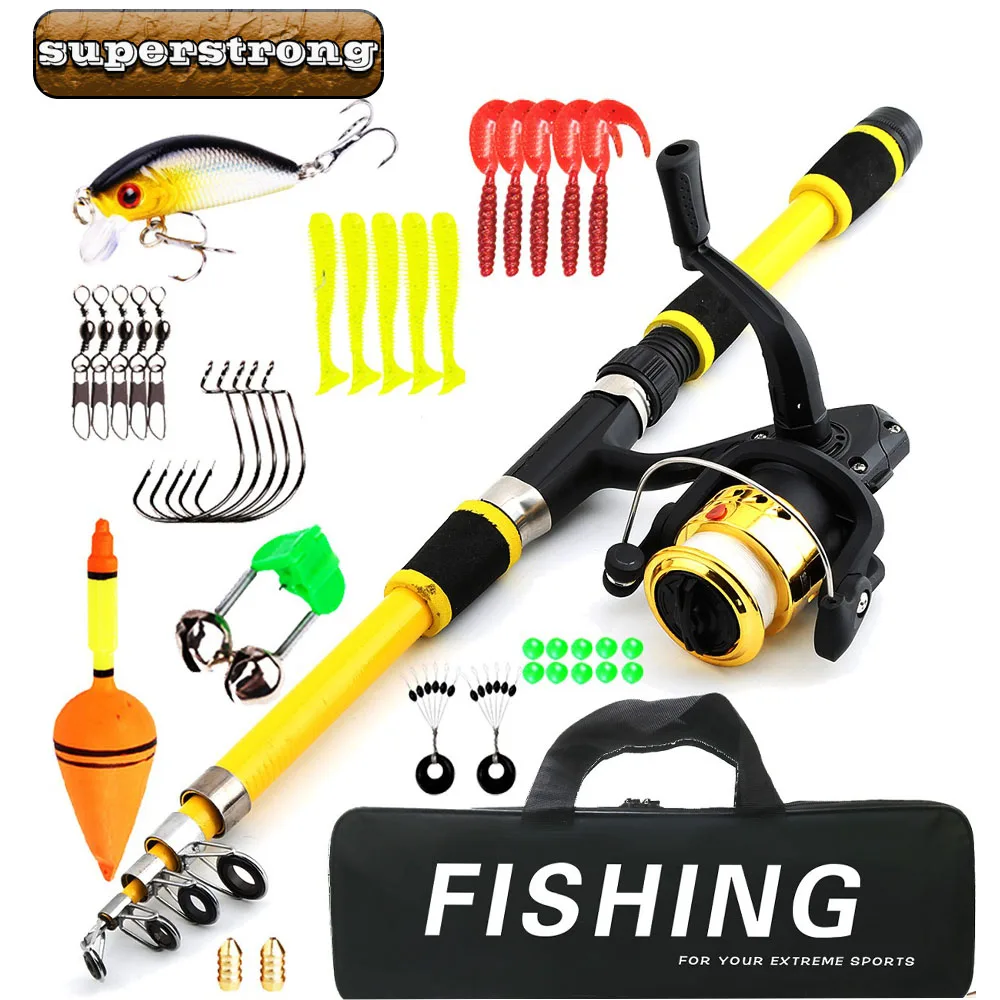 High Quality Telescopic Fishing Rod Fishing Hook Travel Kit Reel Carpfishing Accessories Lure Carbon Fiber Carp Professional All