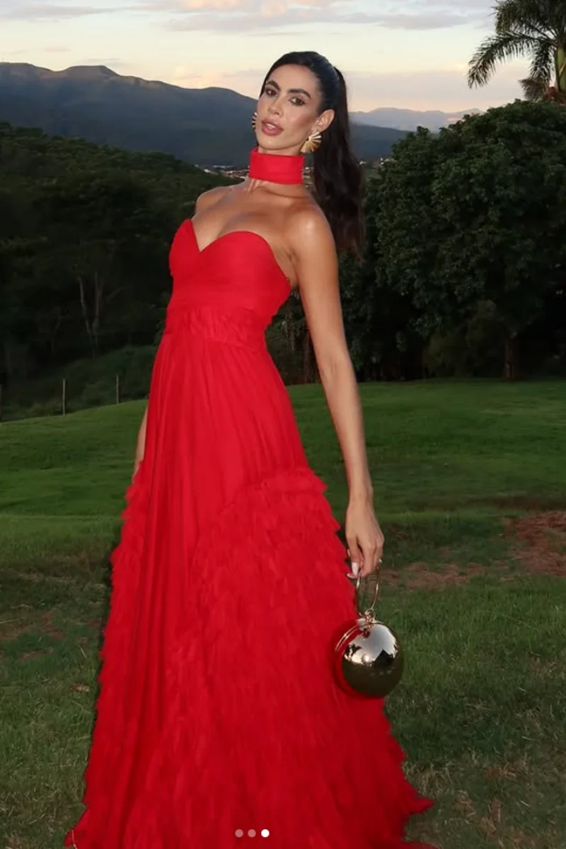 Jessica Red Abiti da sera con spalle scoperte Abiti da ballo multistrato in tulle fatti a mano Abiti da festa di nozze a trapezio personalizzati