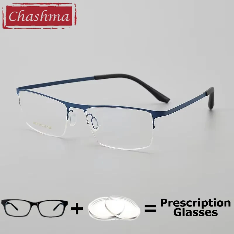 

Men Optical Prescription Glasses Anti Blue Ray half Frame Myopia Lens Multifocal Progressive Glass Fashion Screwless Spectacle