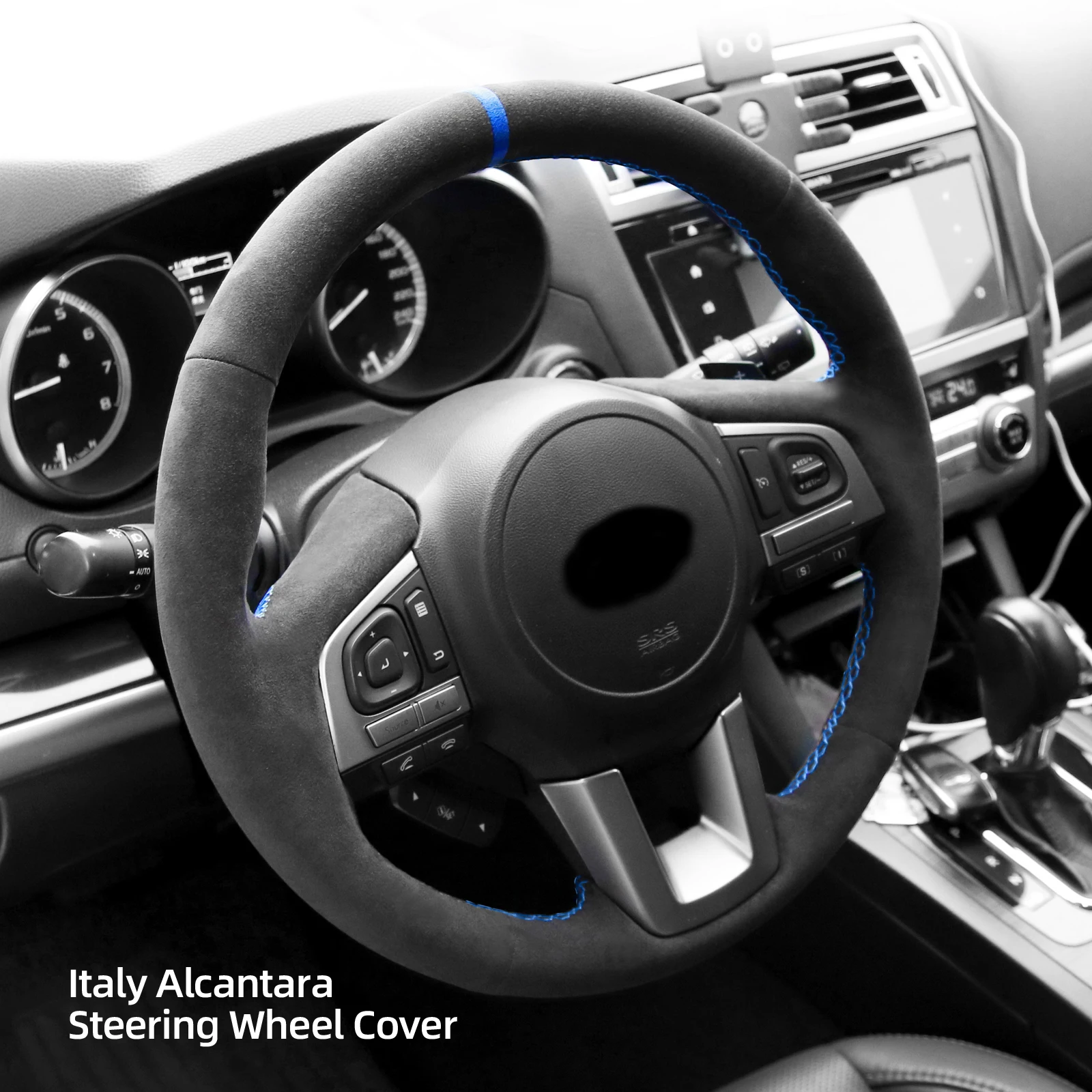 Alfanxi Hand Stitch Alcantara Steering Wheel Cover Compatible with Subaru Forester Legacy Outback XV 2015-2017