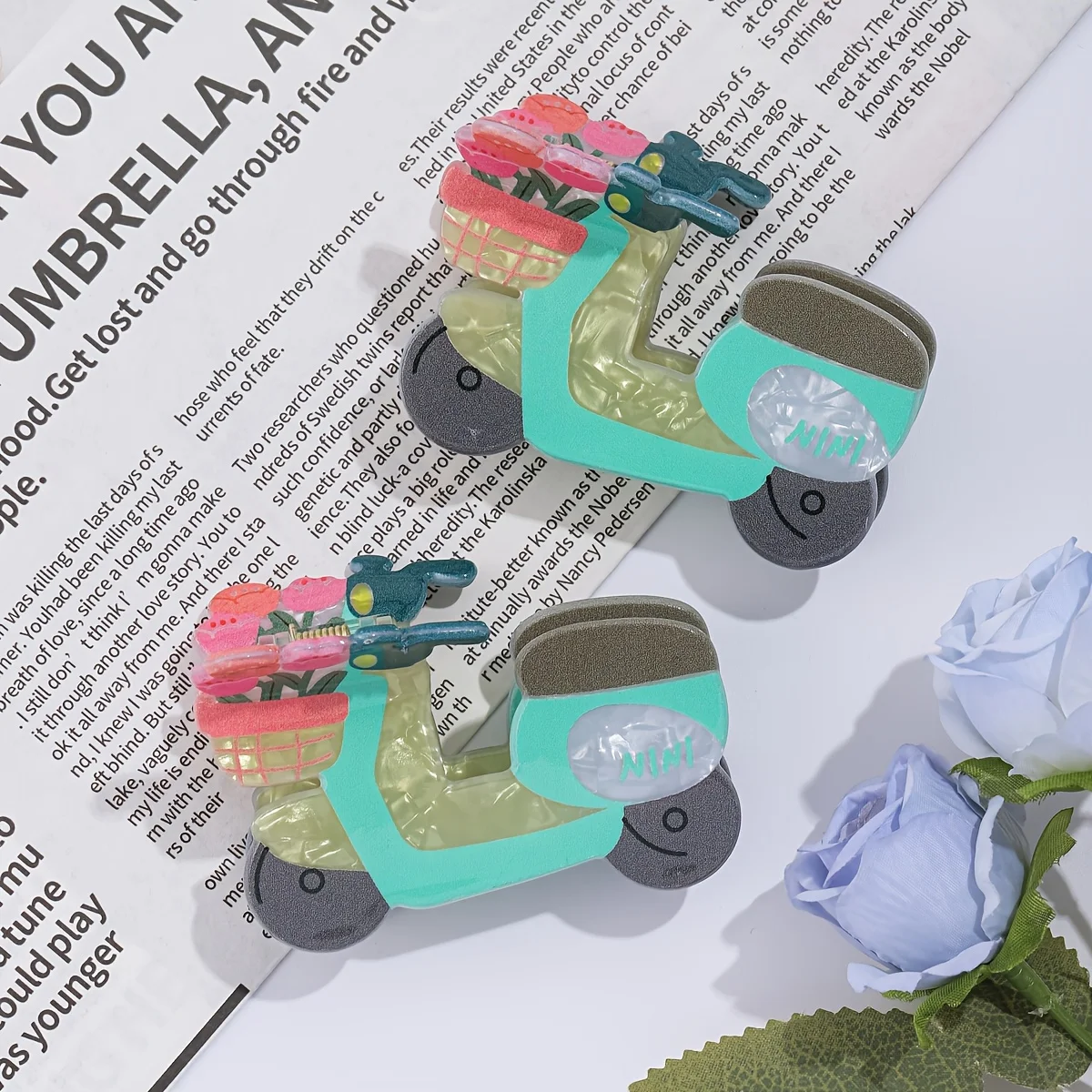 1 Piece Spring-Style Small Motorcycle Hair Clip, Featuring a Fresh Mint Green Imitation Acetate Fiber Grip Clip, Claw-Shaped Clip, Suitable for Women's Hair Accessories, with Non-Slip Design, Suitable for Thick and Thin Hair, Perfect for Valentine's Day, Christmas, Gifts, Halloween, Thanksgiving, or as a Giveaway, Classmate Gifts, Birthday Gifts, Holiday Gifts, Classroom Prizes view 5