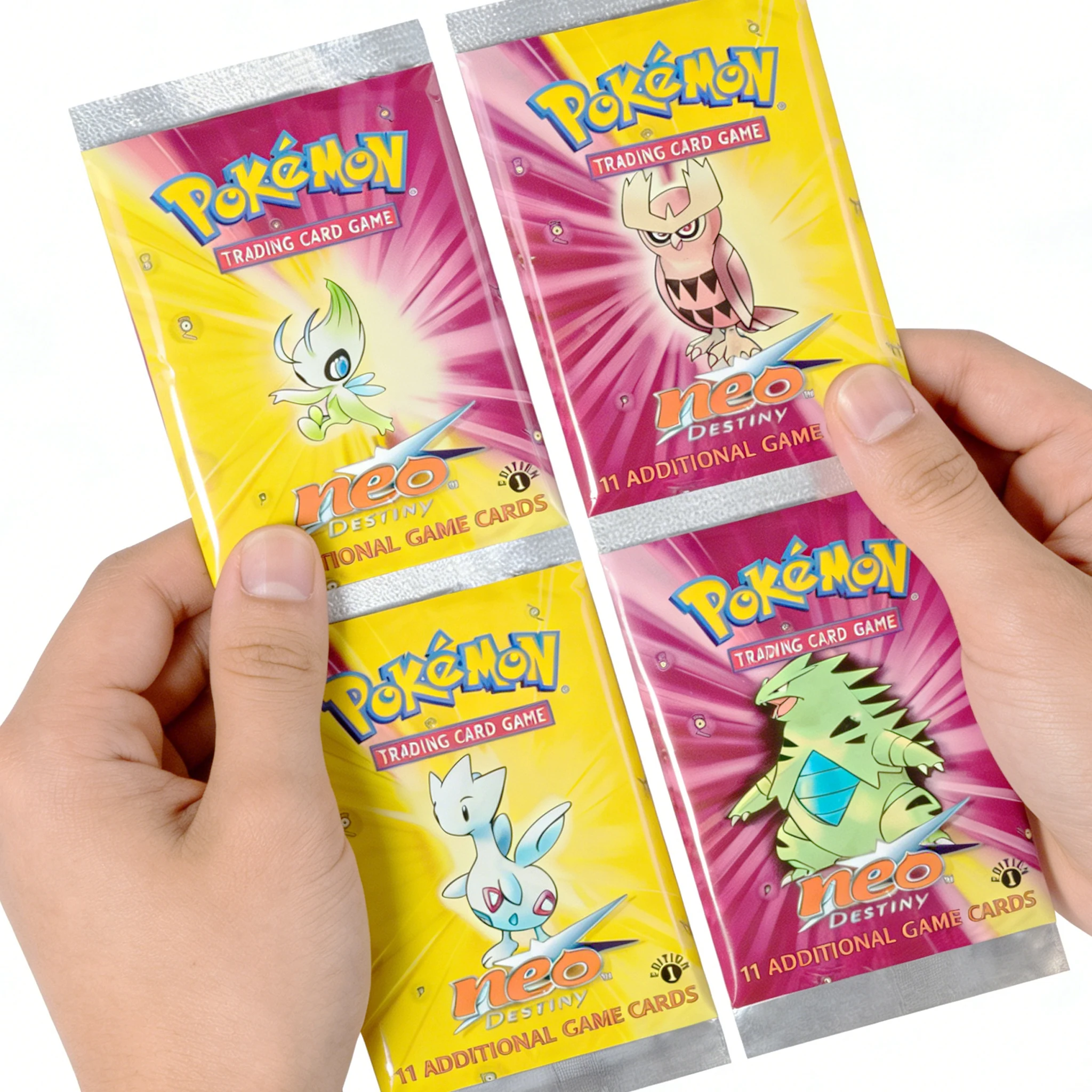 

Коллекционные карты PTCG Pokémon: Бустерные наборы Neo Destiny 1-го издания (4 модели) — Noctowl/Celebi/Togetic/Tyranitar. Игровые карты, коллекционные игрушки, подарок.