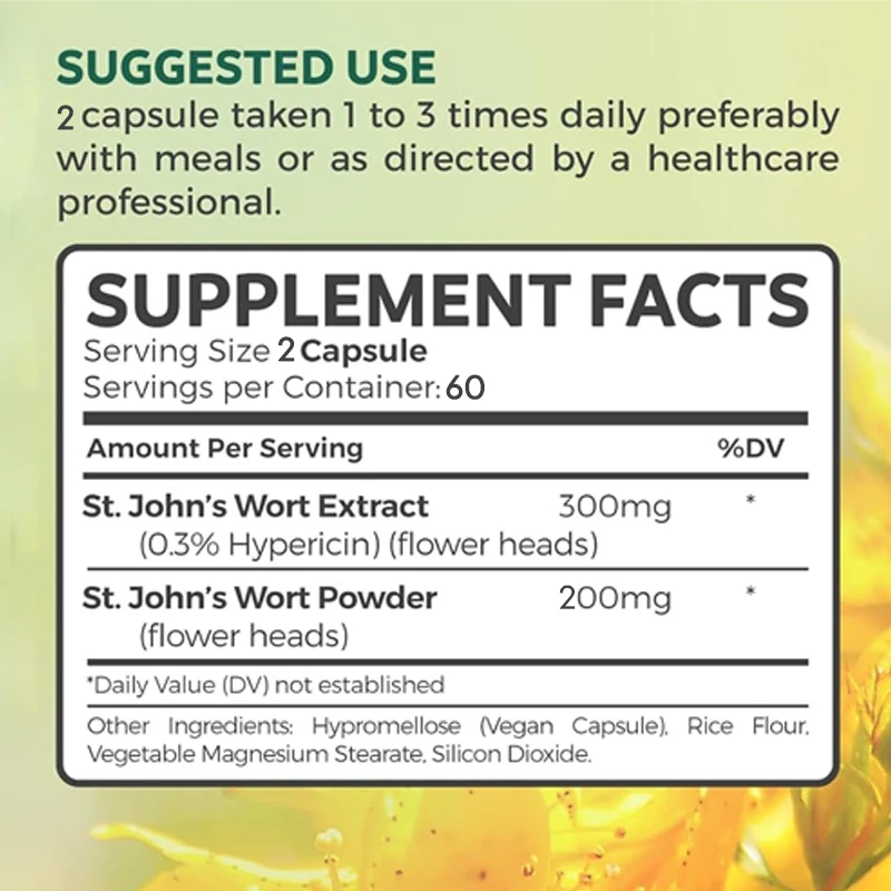 St. John's Wort Supplement - Helps Balance The Body, Improve Low Mood and Manage Anxiety Caused By Stress - 120 Capsules