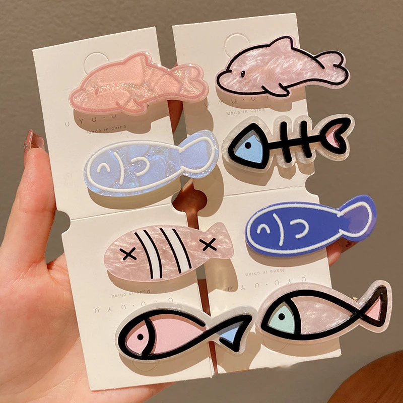 Japanese Cute Little Fish Bone Hairpin Girls' Bangs Clip Broken Hair Clip Student Original Fun Clip Hair Clips Headwear