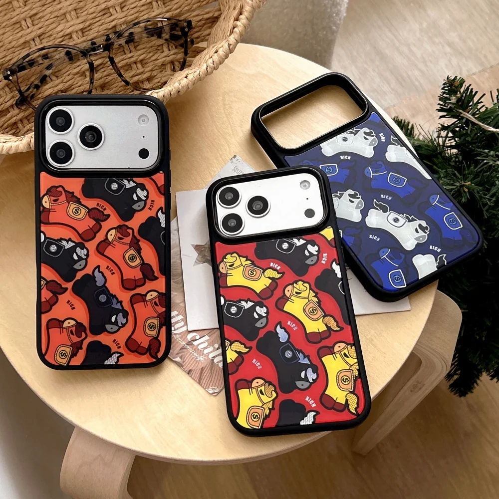 

Korean INS creative cartoon pony with magsafe phone case for iPhone 17 16 ProMax 16 15 Pro cover cute shockproof protective case