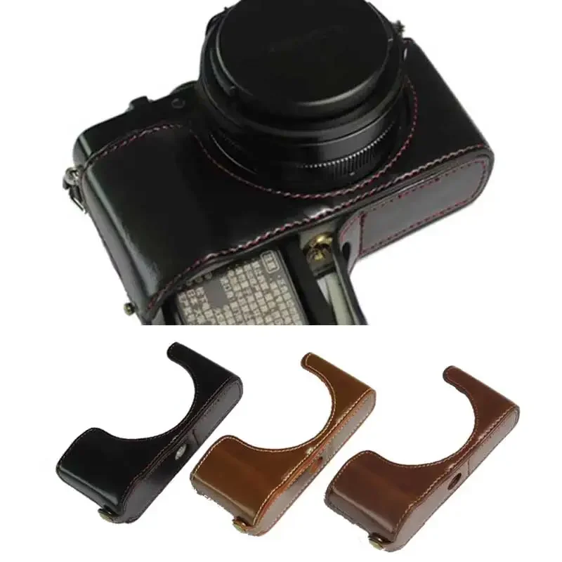 Pokrowiec ze skóry PU do Panasonic LUMIX DC-LX100M2 LX100 M2 LX100II LX100 II LX100 MarkII z otwieraniem baterii — zdjęcie 2