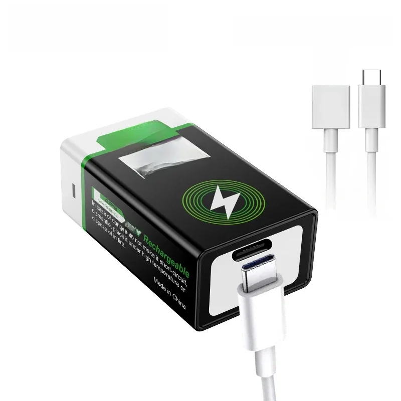 Citytree 9v baterias recarregáveis 1200mah tipo-c usb 6f22 9 volts bateria de lítio para microfone