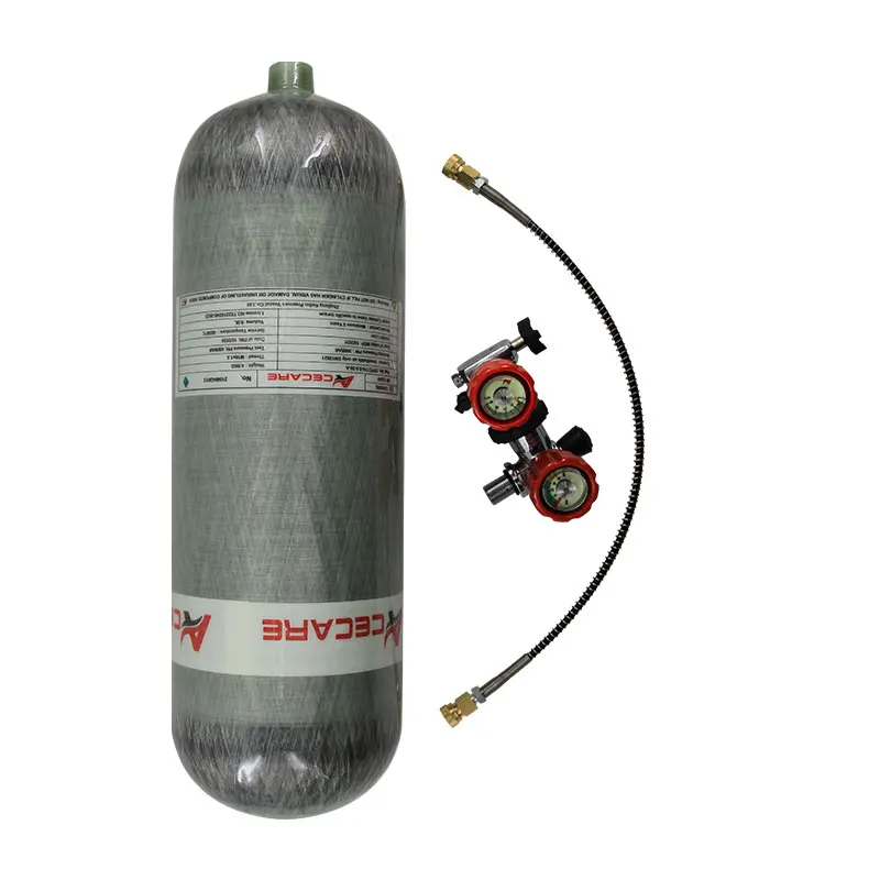 Imagem -02 - Acecare Hpa Fibra de Carbono Cilindro Válvula Estação de Enchimento Proteção Case de Borracha para Mergulho 30mpa 300bar 4500psi 9l M18 1.5