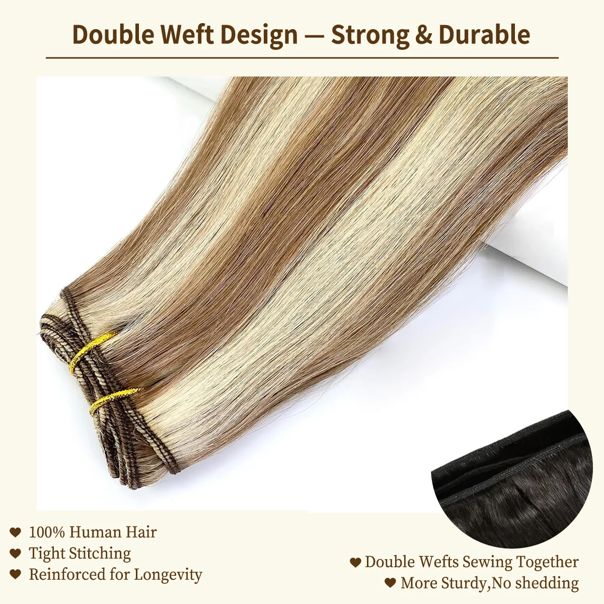Sew In Hair Extensions Human Hair Bundles 100% Remy Straight Double Weft Bundles 50g 38 Colors for Salon and Everyday Use - Image 3