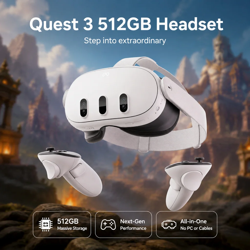 Oculus Quest 3 Mixed Reality Headset: Asgard's Wrath 2 Bundle - 512GB