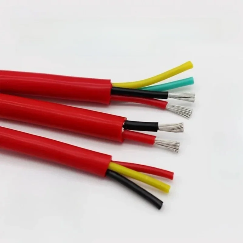 Câble en caoutchouc de Silicone souple, 1 ~ 10m, carré 0.3 0.5 0.75 1 1.5 2.5mm, 2 3 4 cœurs, fil Flexible isolé en cuivre haute température