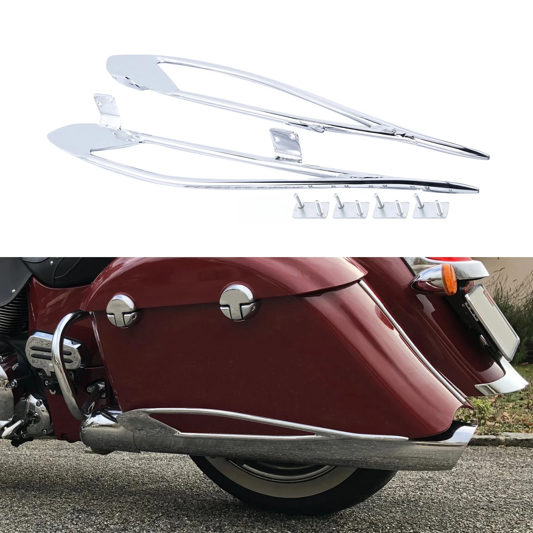 Motocykl Pinnacle Chrome sakwa szyny zabezpieczające dla Indian Roadmaster 15-20 Chieftain 14-18 Dark Horse 16-18 Chieftain14-18 — zdjęcie 2