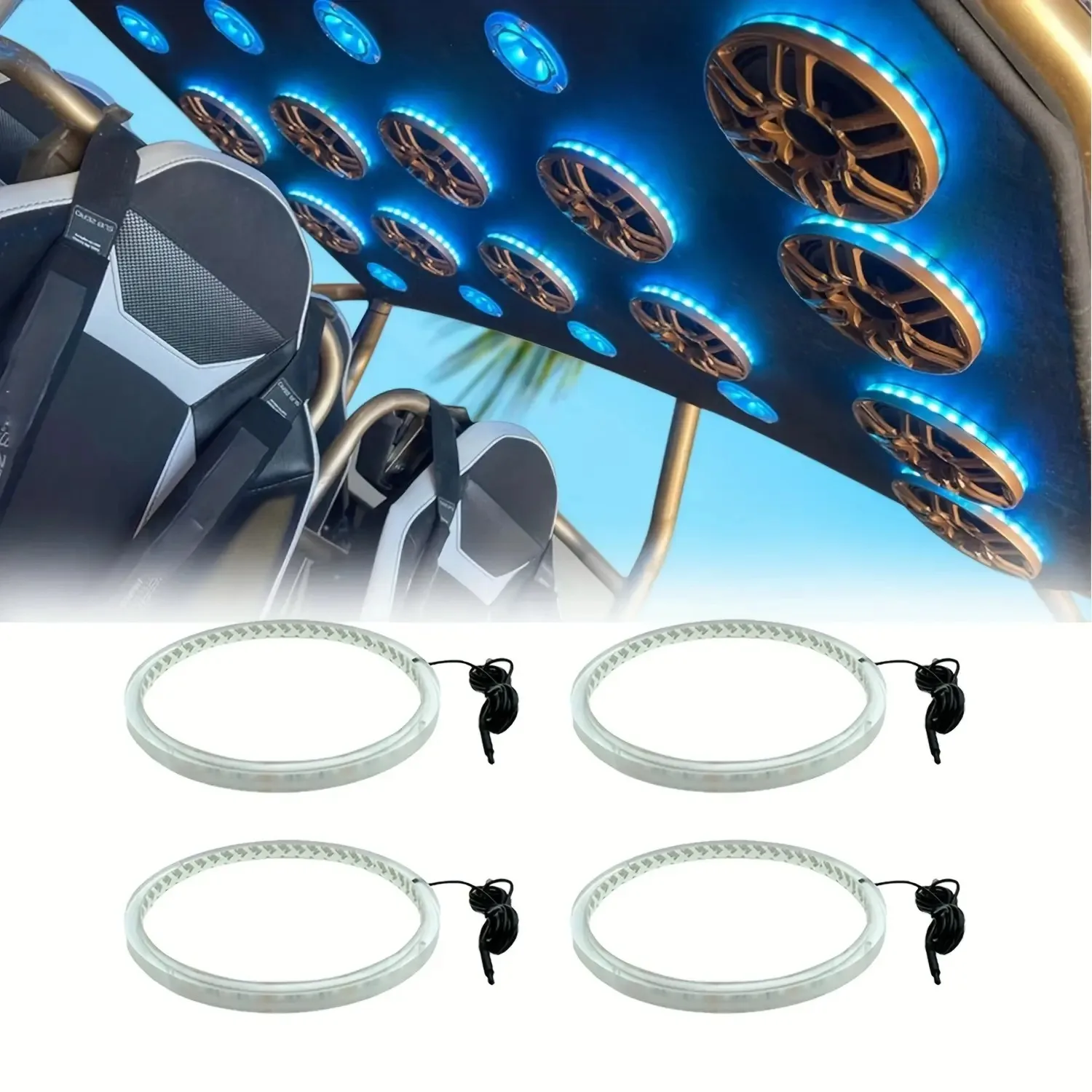 4x 4x 6.5in Car Audio Speaker Ring Lights - 0.5in Acrylic Spacer, RGB Chasing, APP+Remote Control, Waterproof Seal, Pre-Drilled Mount, Marine Grade, 12V Input, Vehicle Accessory for Custom Looks, Easy Install for Speakers & Subwoofers - Aliexpress Deal