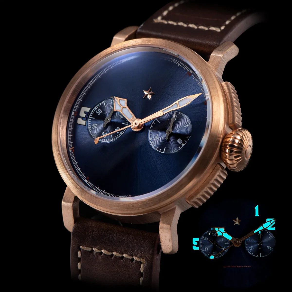 Sugess cusn8 bronze pilot uhr von herren chronograph mechanische armbanduhren Tianjin st1901 swann eck werk super bgw9 leuchtend