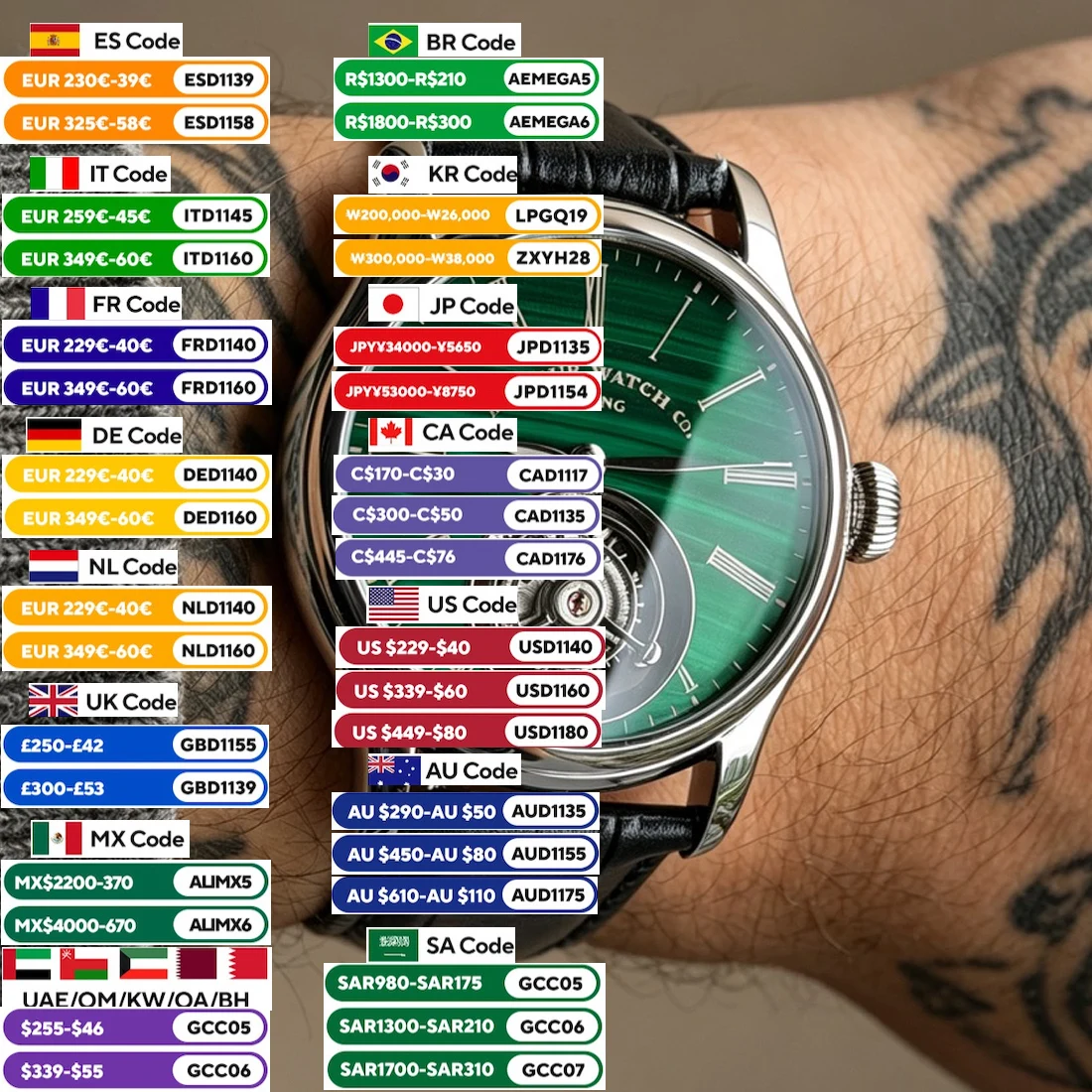 Merkur 100% Tourbillon Watch Men's Natural Stone Dial Malachite Sapphire Watch For Men Mechanical Wristwatches Relogio Masculino