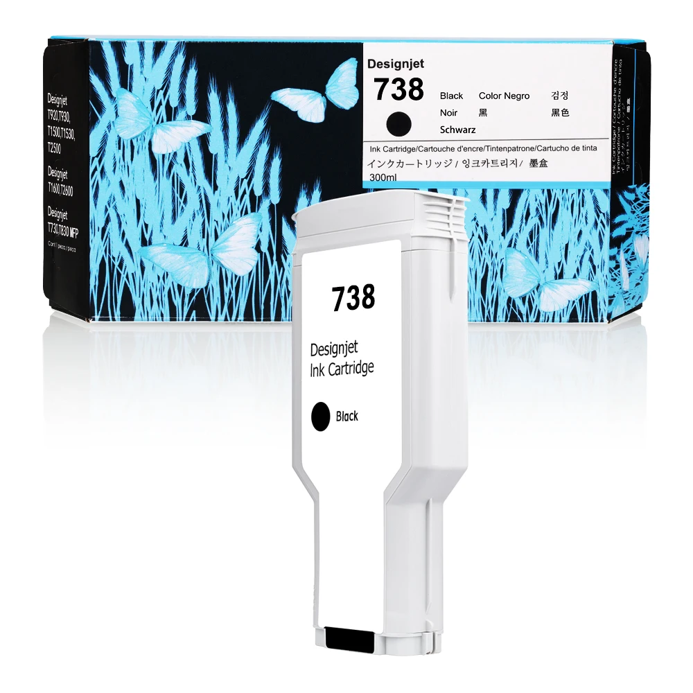 300ml Ink For HP 738 Ink Cartridge With Full Pigment Ink For HP Designjet T850 T950 Printer Ink Tank 300ML 676M6A 676M7A 676M8A