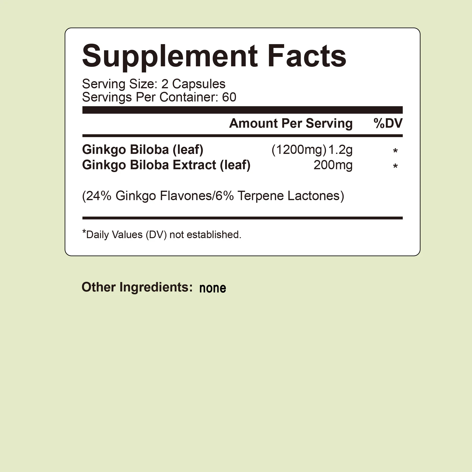 Ginkgo Biloba Capsules - Improves Concentration, Memory and Learning, Promotes Brain Health - 120 Capsules