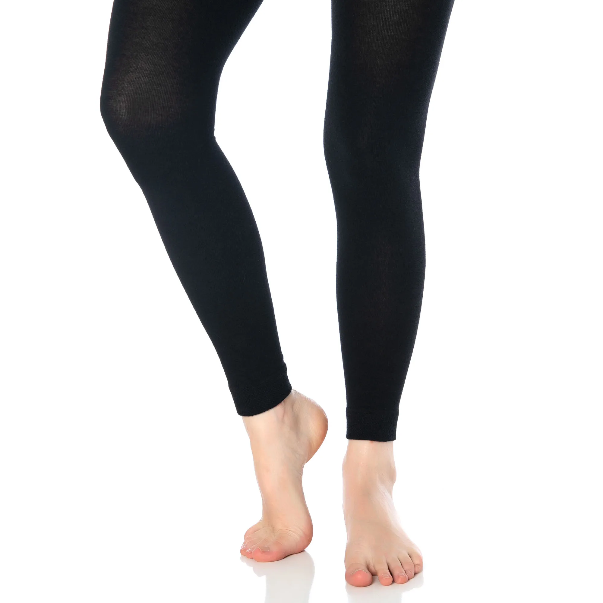 Black Thermal Leggings for Women Microfiber Soft Stretchy Full Legging