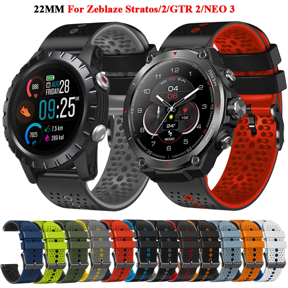 22MM Silicone Replacement Wrist Watch Strap For Zeblaze Vibe 7 Pro/Stratos3 2 Smartwatch Band Zeblaze NEO 3/GTR 2 Bracele Correa