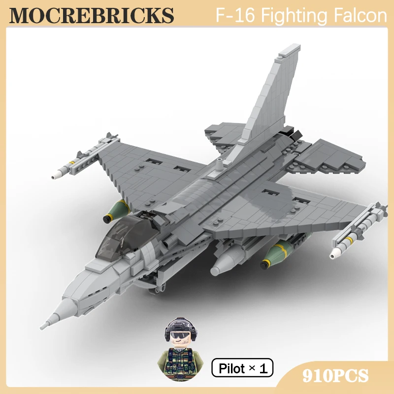 WW II Military Weapons US Air Force F-16 Fighting Falcon Fighter MOC Building Blocks Airplane Model Bricks Toys Children Gifts