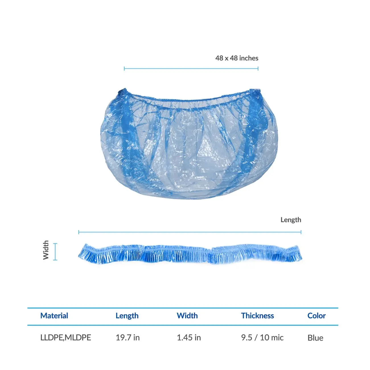 400 Stück blaue Einweg-Spa-Pediküre-Einlagen, 48 x 48 x 9,5 Mikrofon, Fußbad, Schüssel, Taschen, Kunststoff, Pediküre-Stuhl, Spa-Einlagen
