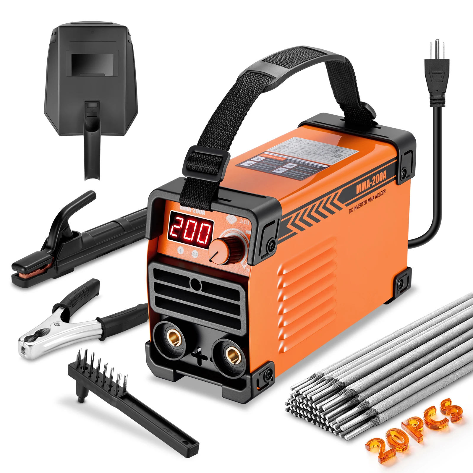200A 110V ARC Welding Machine Mini Portable IGBT Inverter Welder Kit with 20 Rods,Hot Start, Anti-Stick, Arc Force, for 1/16-1/8