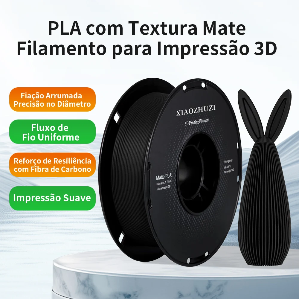Filamento PLA fosco XIAOZHUZI, filamento 3D, alta resistência, fácil de remover, alta velocidade, impressão fácil, RFID inteligente.