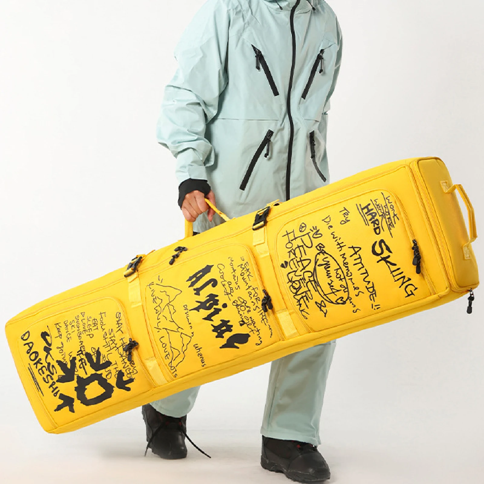 Bolsa de esquí con ruedas, mochila con cremallera, almacenamiento impermeable, bolsa de Snowboard con ruedas, casco, chaqueta, botas, organizador de almacenamiento