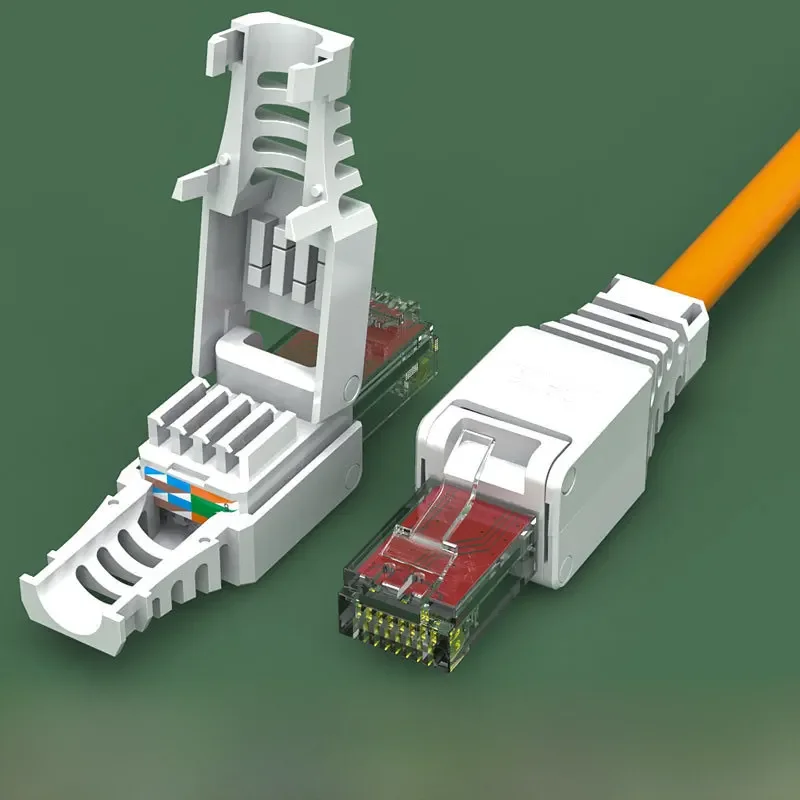 ZoeRax 2 szt. Narzędzie Bezpłatne złącze RJ45 CAT6 Wtyczki końcowe Ethernet, kabel 23AWG do 26AWG Instalacja wtyczki internetowej Bez narzędzi — zdjęcie 2