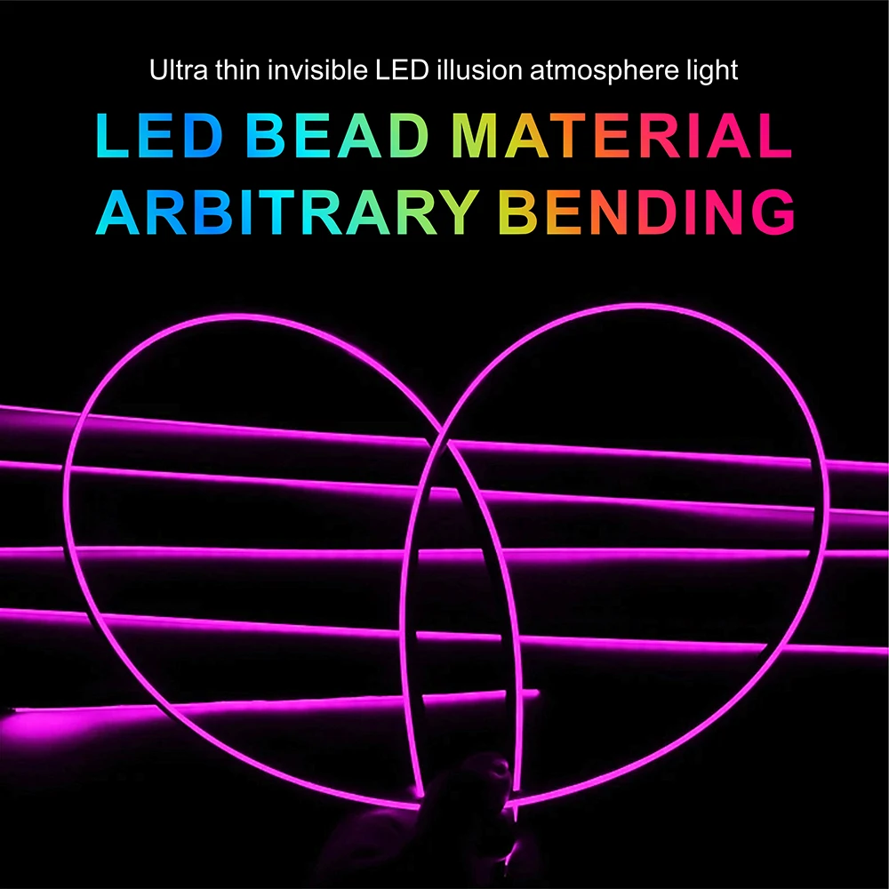 سيارة LED الضوء المحيط LED APP التحكم عن بعد جو مصباح سيمفوني RGB جو مصباح 64 ألوان الاكريليك Strips110/140 سنتيمتر LED #5