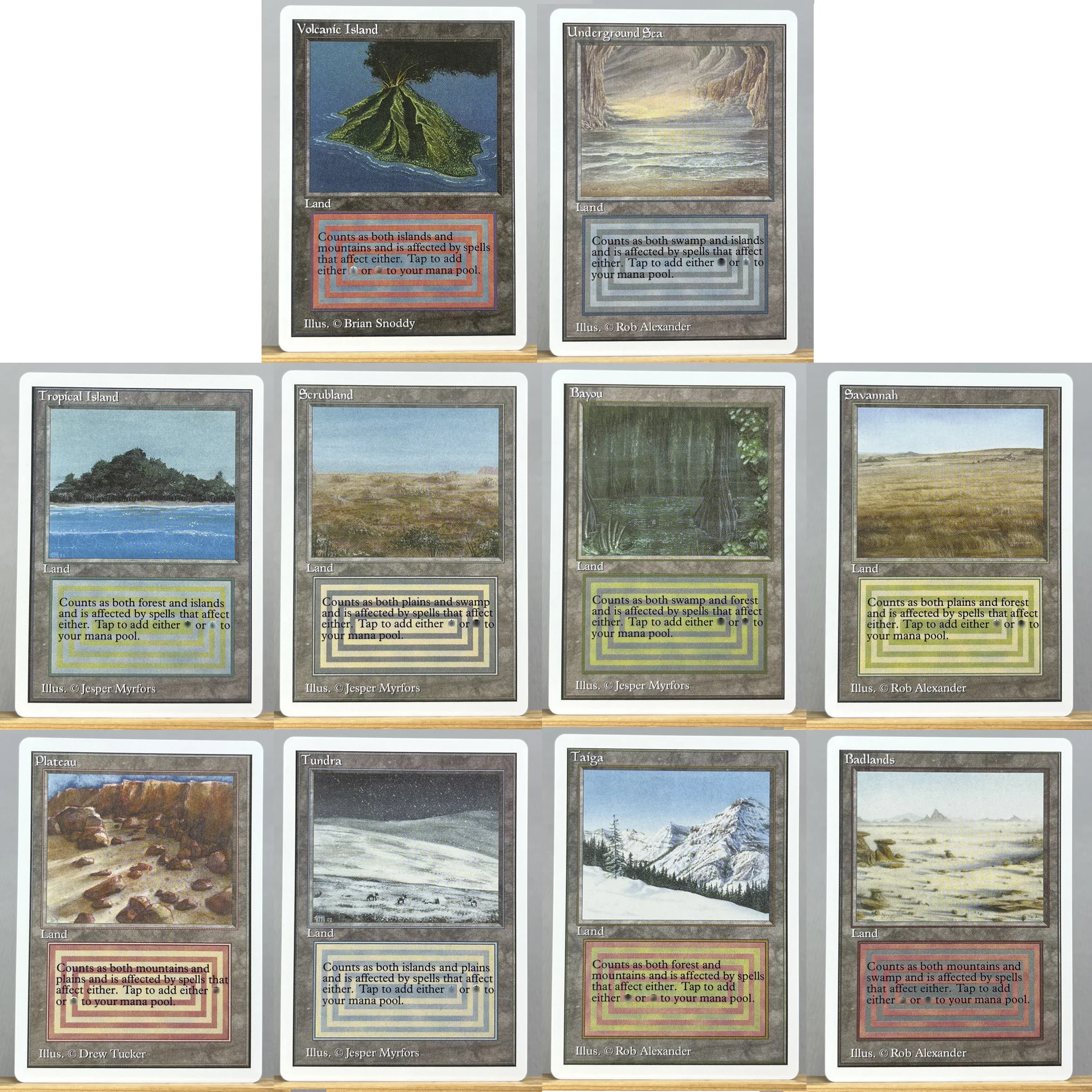 بطاقات BETA المنقحة غير المحدودة MIX2-I02 Tcg الوكيل السحرية ذات الأراضي المزدوجة power9 جزيرة بركانية سوداء لوتس تايغا بايو جمع