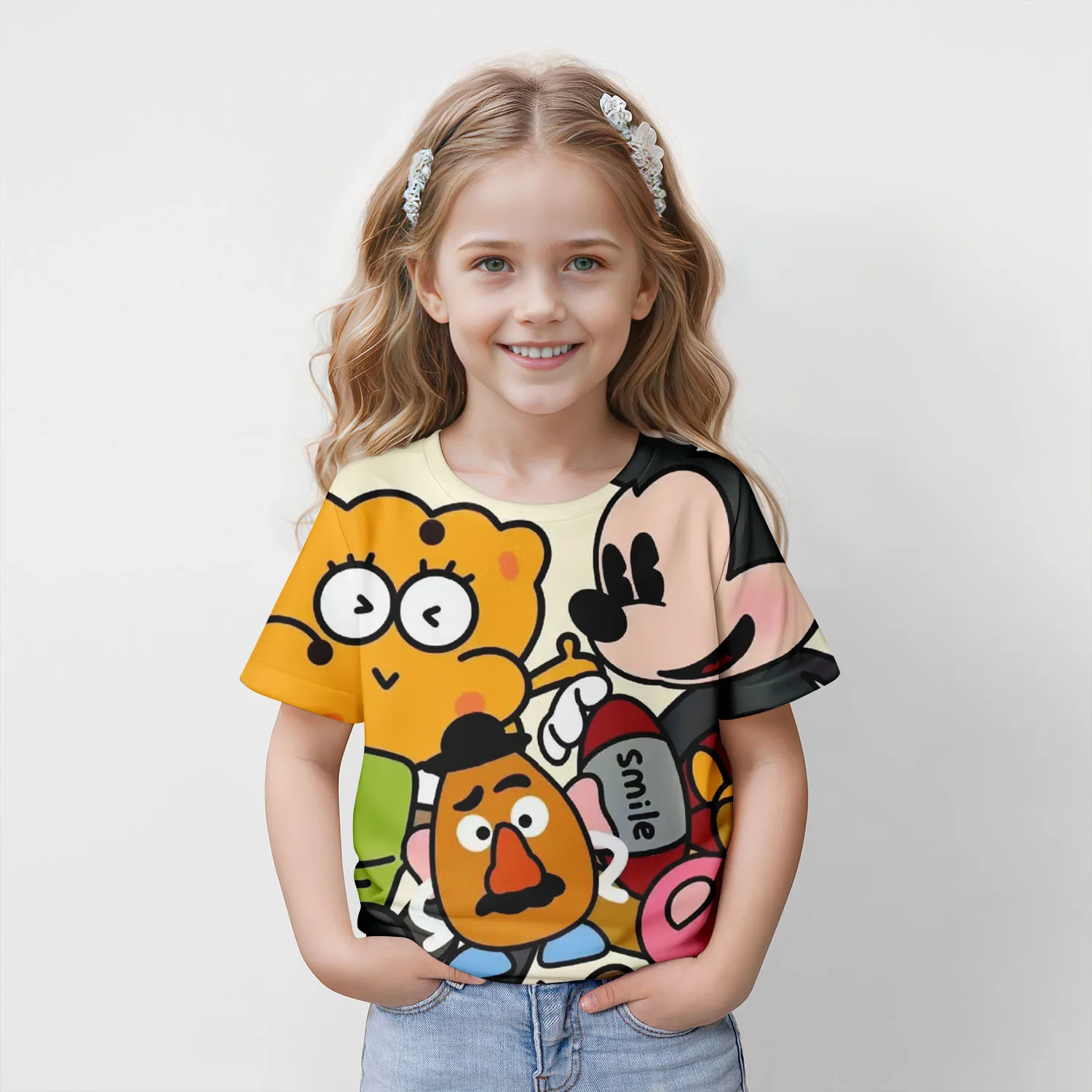 Popolare MINISO New Cute Cartoon Pattern 3D stampato a maniche corte alla moda per bambini t-shirt per ragazzi e ragazze di alta qualità