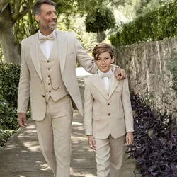 Linen Boys Suit 3 Piece Suit Wedding Kids Tuxedo Summer Party Outfit 2-16 Years Old Custom Clothes