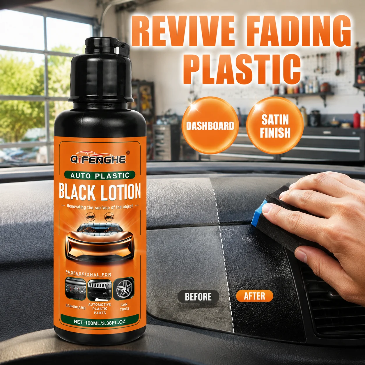 Auto Plastic Black Lotion Car Plastic Parts Refurbish Agent Restore Faded Dashboard Trim Rubber Plastic Coating Renovator 100ML