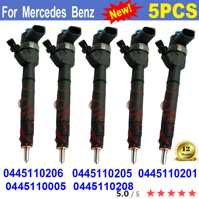 5PCS For BOSCH Mercedes Benz 0445110005 0445110206 0445110208 0445110205  0445110201 NEW Diesel Common Rail Fuel Injector