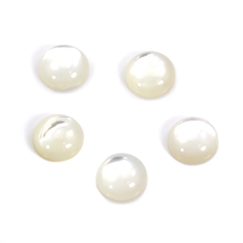 

5pcs White Shell Mother-of-Pearl Round 2-16mm Cabochon Loose Stones for Jewelry Making Ring Pendant DIY