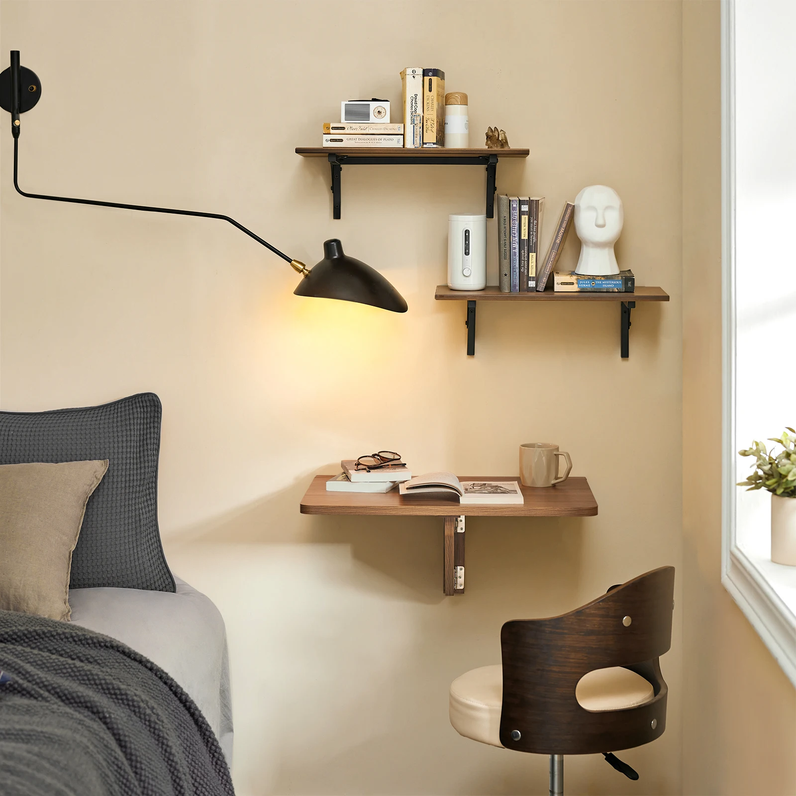 SoBuy FWT03-PF Tavolo pieghevole da parete tavolo da cucina mobili per bambini tavolo per laptop tavolo da pranzo scrivania vintage BHT CA: 60x26x40 cm