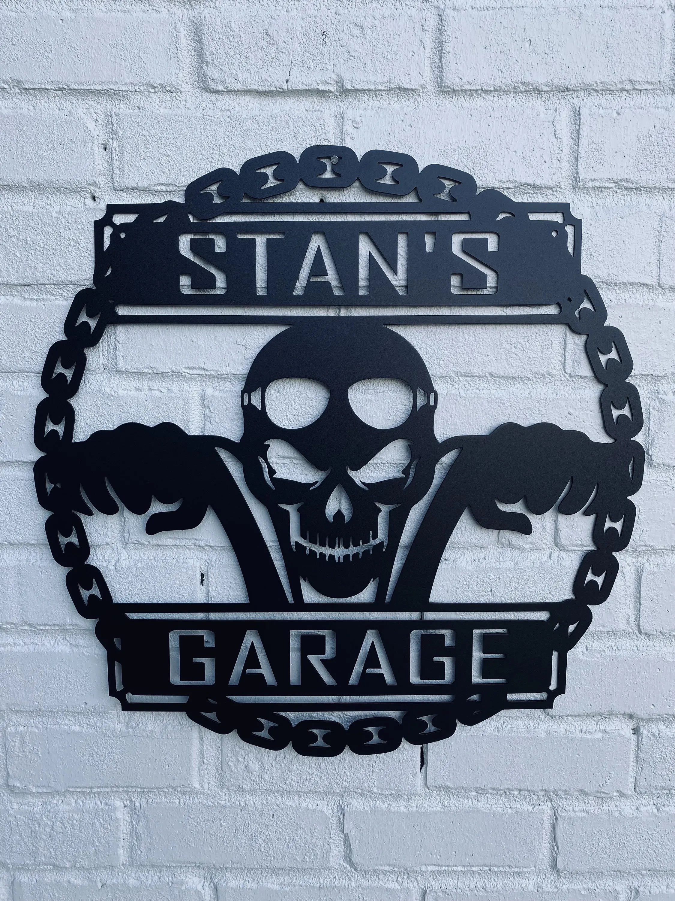 

Custom Motorcycle Skull Metal Sign, Personalized Garage Sign, Motorcycle Handlebar Sign, Garage Decor, Gift for Dad Husband
