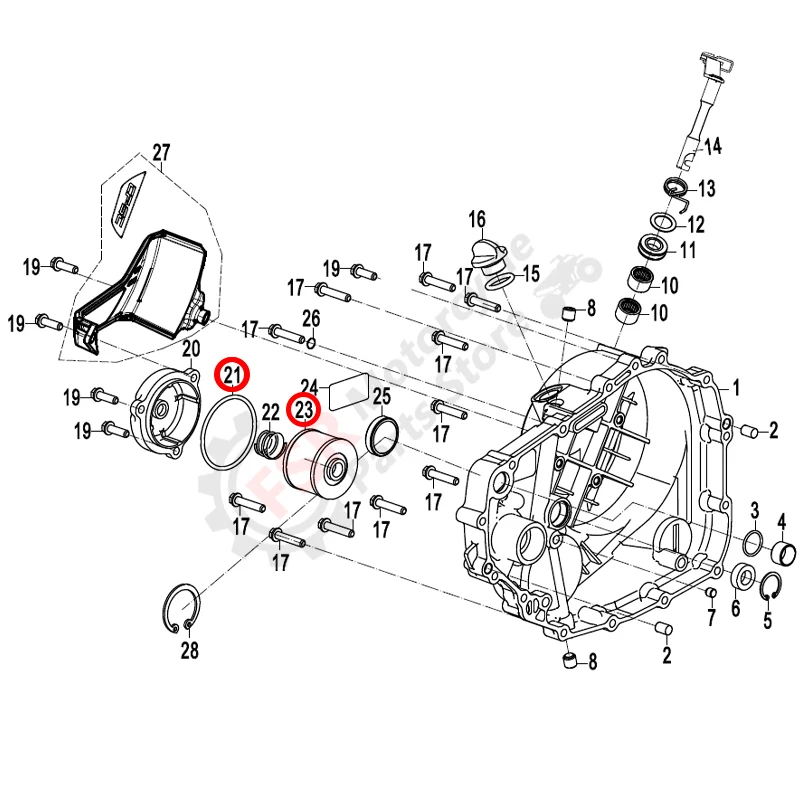 Уплотнительное кольцо масляного фильтра в сборе, подходит для двигателя CFMOTO 250NK 250SR 300NK 300SR 250CL-X 300CL-X 178MN-F/-A 172MM-2/2A, P/N:0DM0-013200