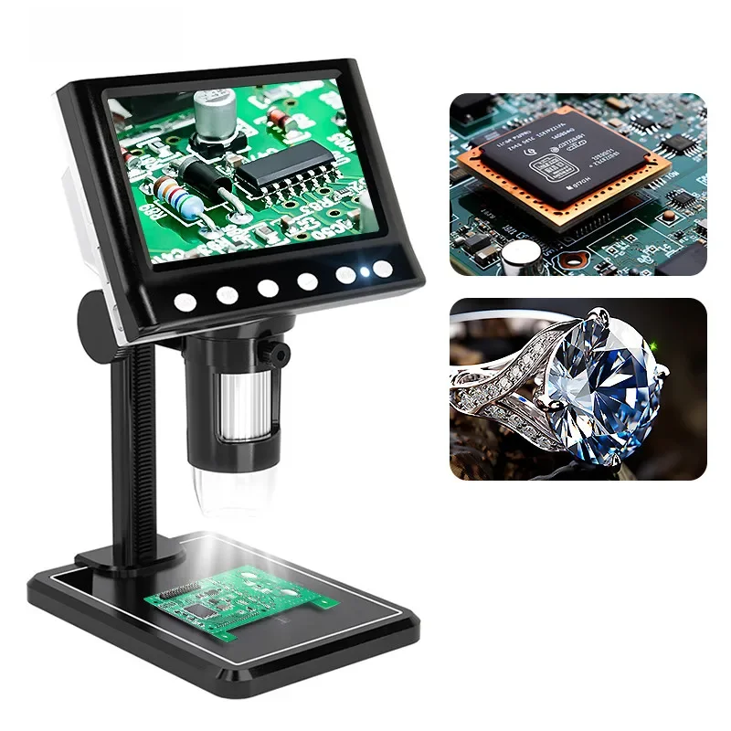 Hayve-Microscópio Digital de Solda, 4.3 ", 1600X, USB, 1080p, 8 LEDs, Compatível com Windows Mac OS,