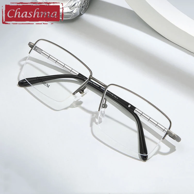 Chashma Prescription Glasses Men Titanium Semi Rim Eyeglasses Frames for Optical Recipe Multifocal Lenses Eyewear Spectacles