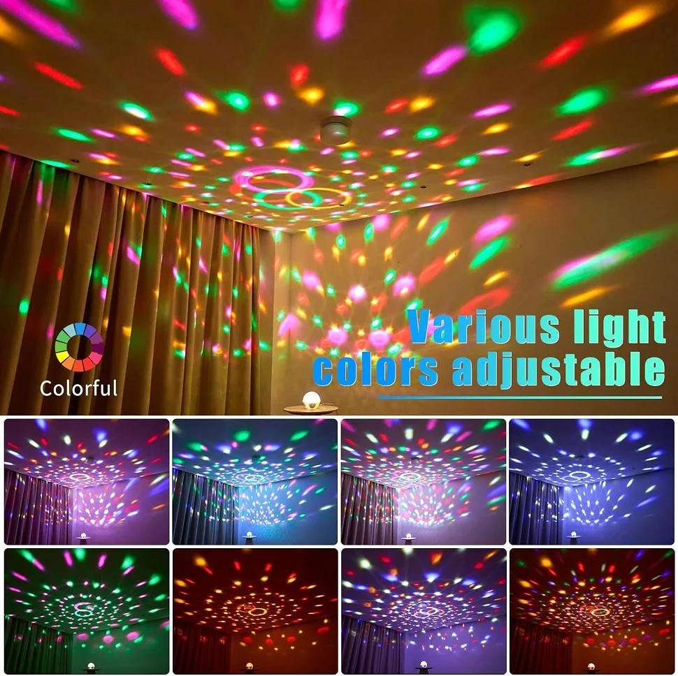 Disco Ball Light Portable Bluetooth DJ Strobe Light with Remote Control Voice Control Party Light Dance Birthday Room Decoration