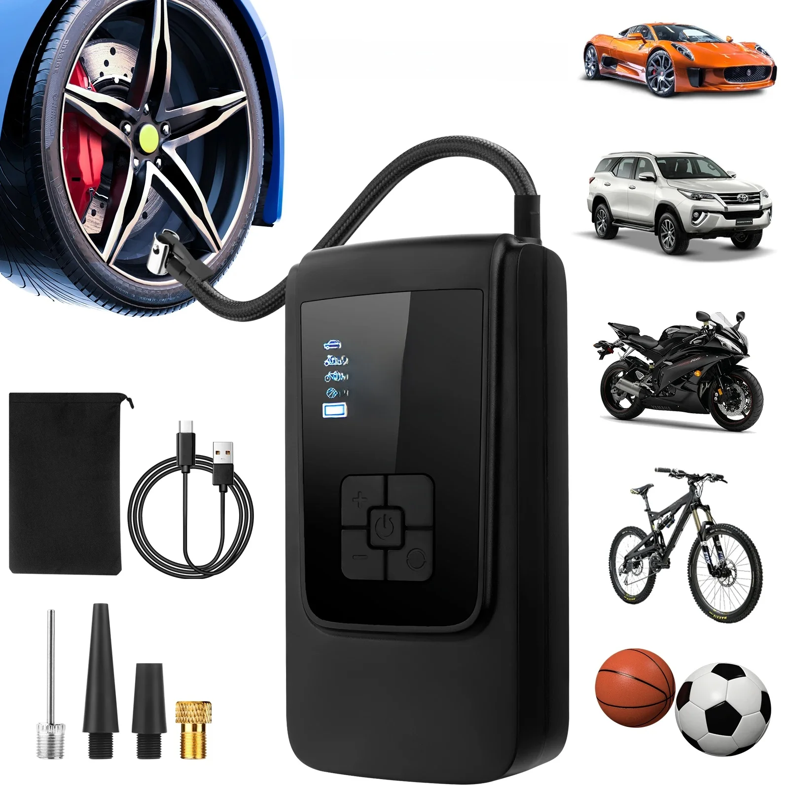 AliExpress DY&LM Portable Air Compressor Tires Inflator Pump Wireless Tire Inflator Pump Accurate Pressure Air Pump for Motorcycle Bicycle Ball